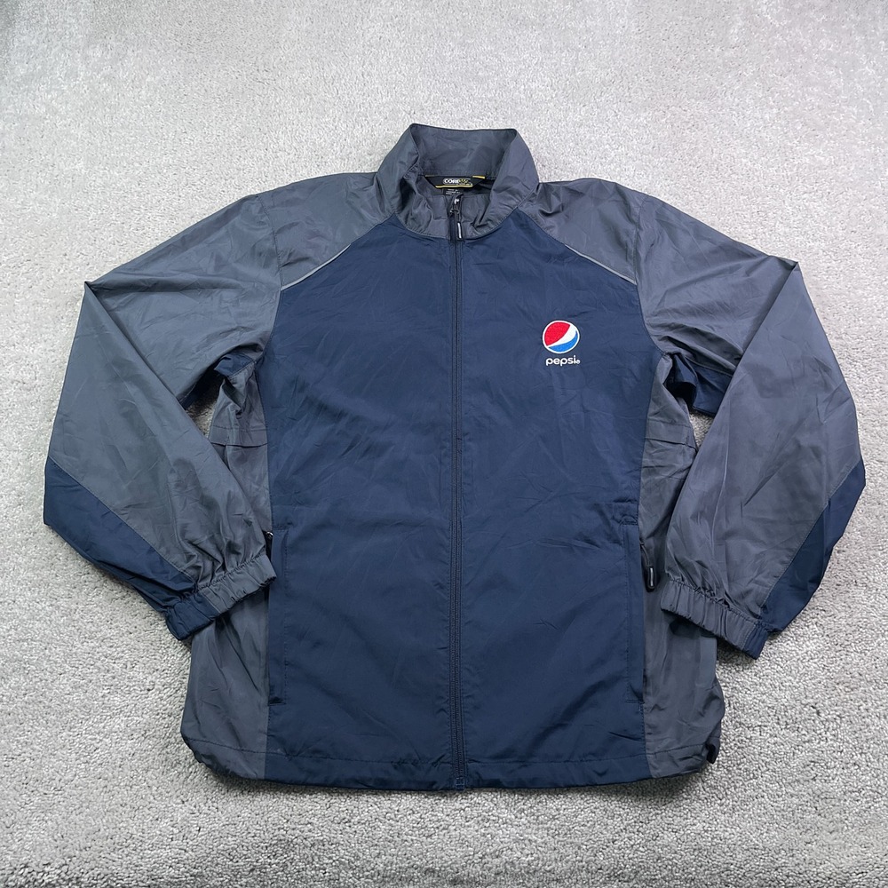 Pepsi Jacket Mens Small Blue Embroidered Logo Full Zip Windbreaker Core 365
